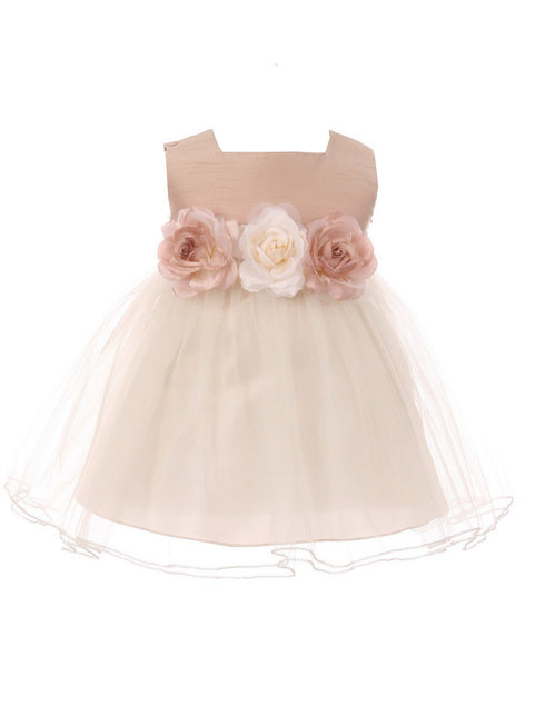 Kids Dream Baby Girls Vintage Rose Satin Tulle Classic Flower Girl Dress 6-24M - SophiasStyle.com